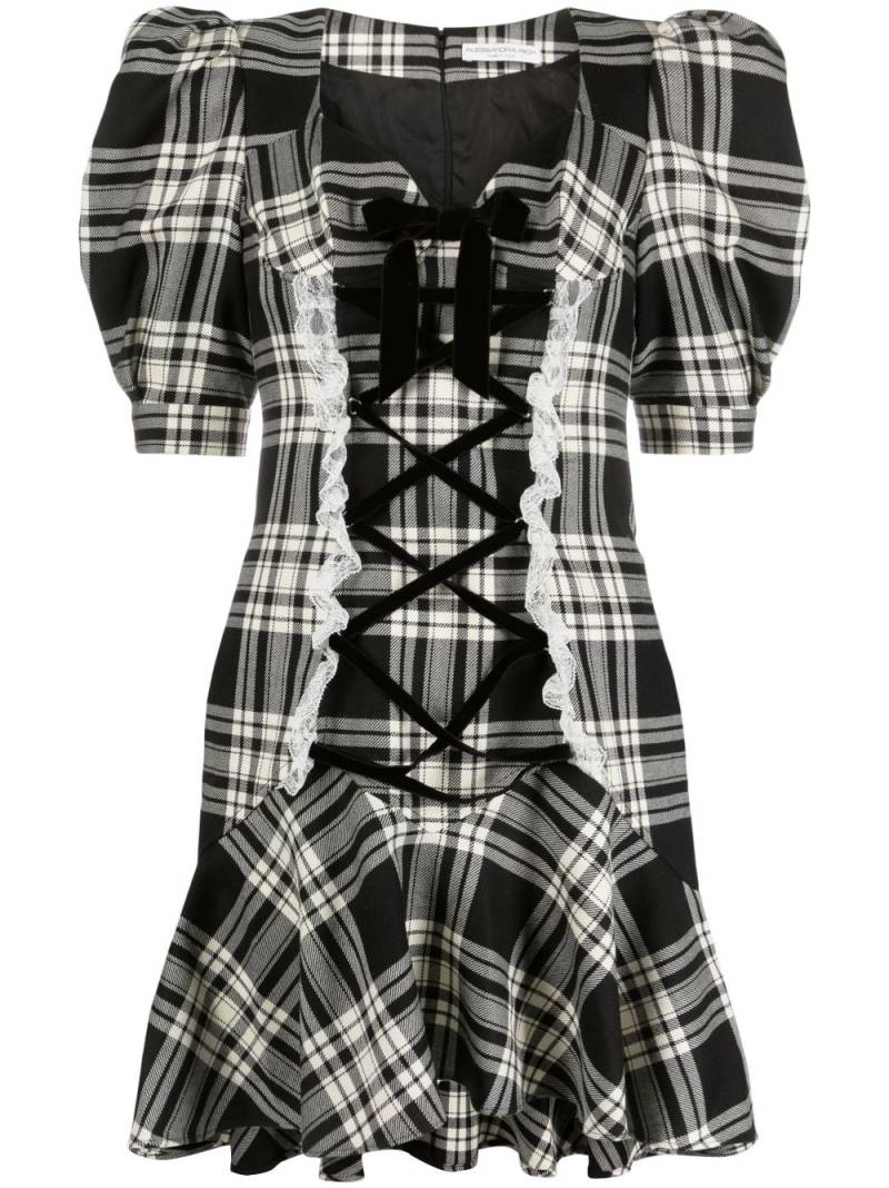 Alessandra Rich plaid-check lace-up dress - Black von Alessandra Rich