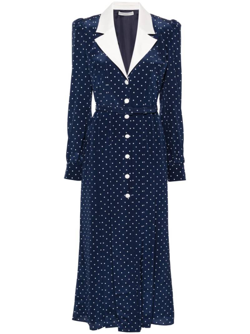 Alessandra Rich polka dot-print midi dress - Blue von Alessandra Rich