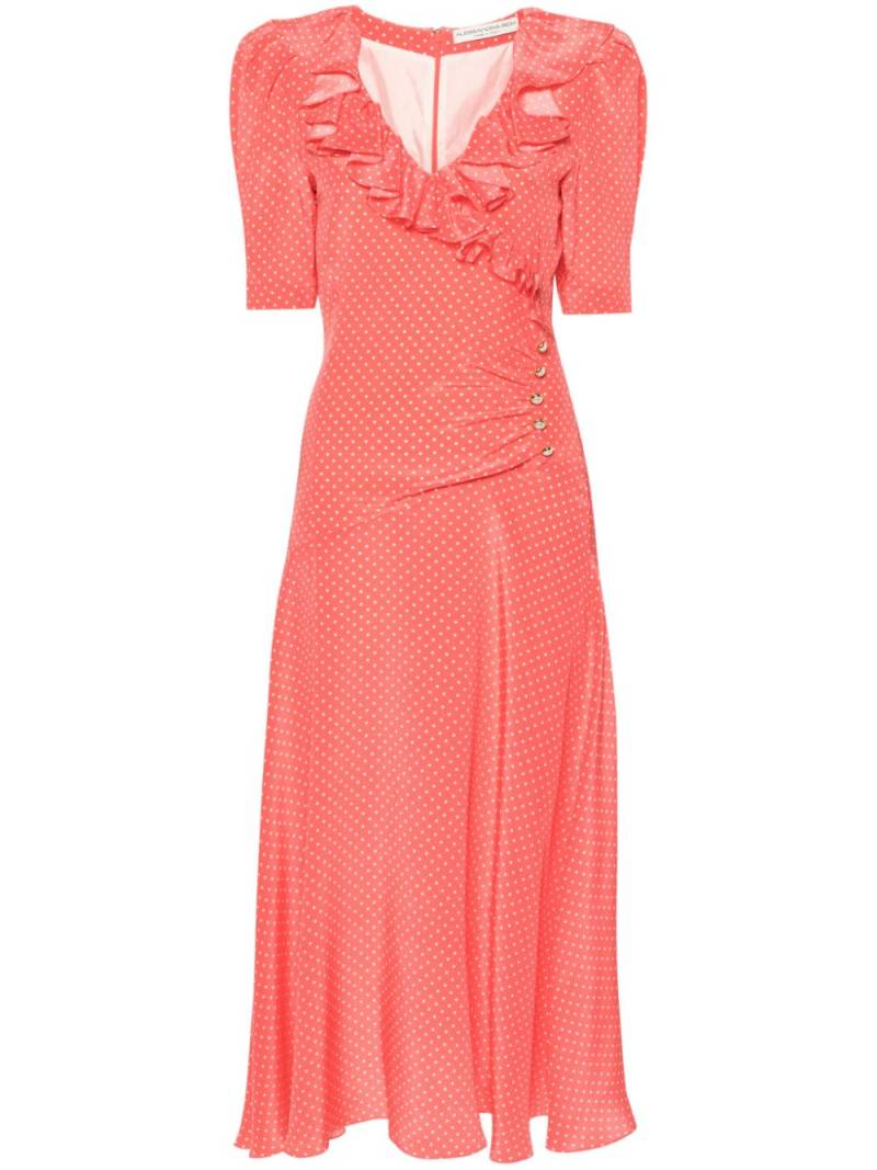 Alessandra Rich polka-dot silk midi dress - Orange von Alessandra Rich