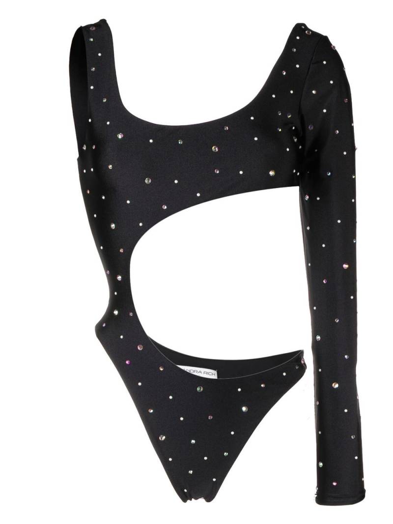 Alessandra Rich rhinestone-embellished one-shoulder bodysuit - Black von Alessandra Rich