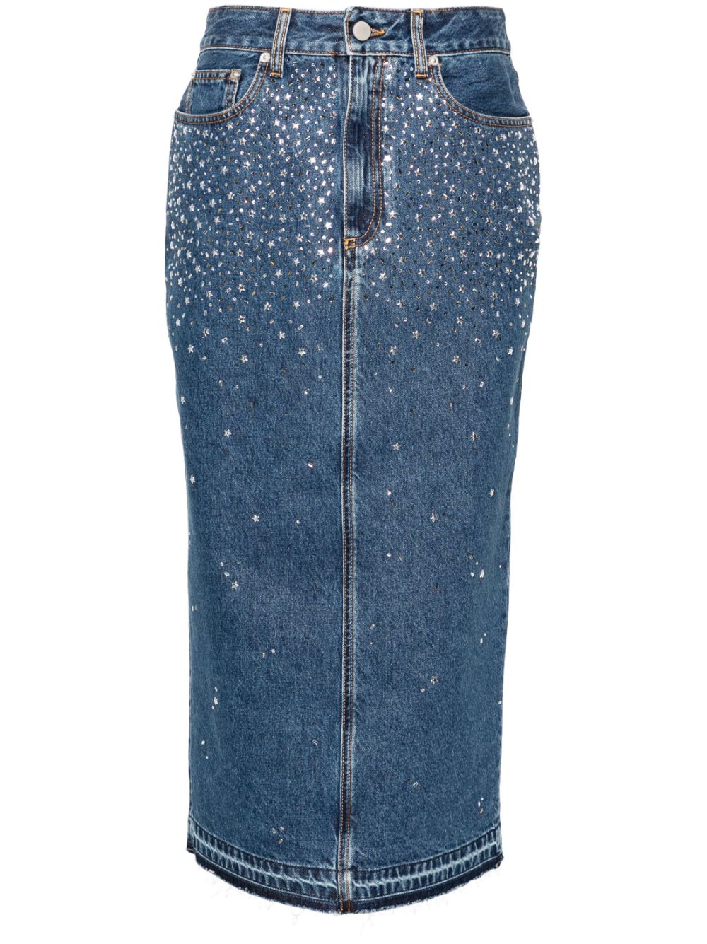 Alessandra Rich rhinestoned midi pencil skirt - Blue von Alessandra Rich