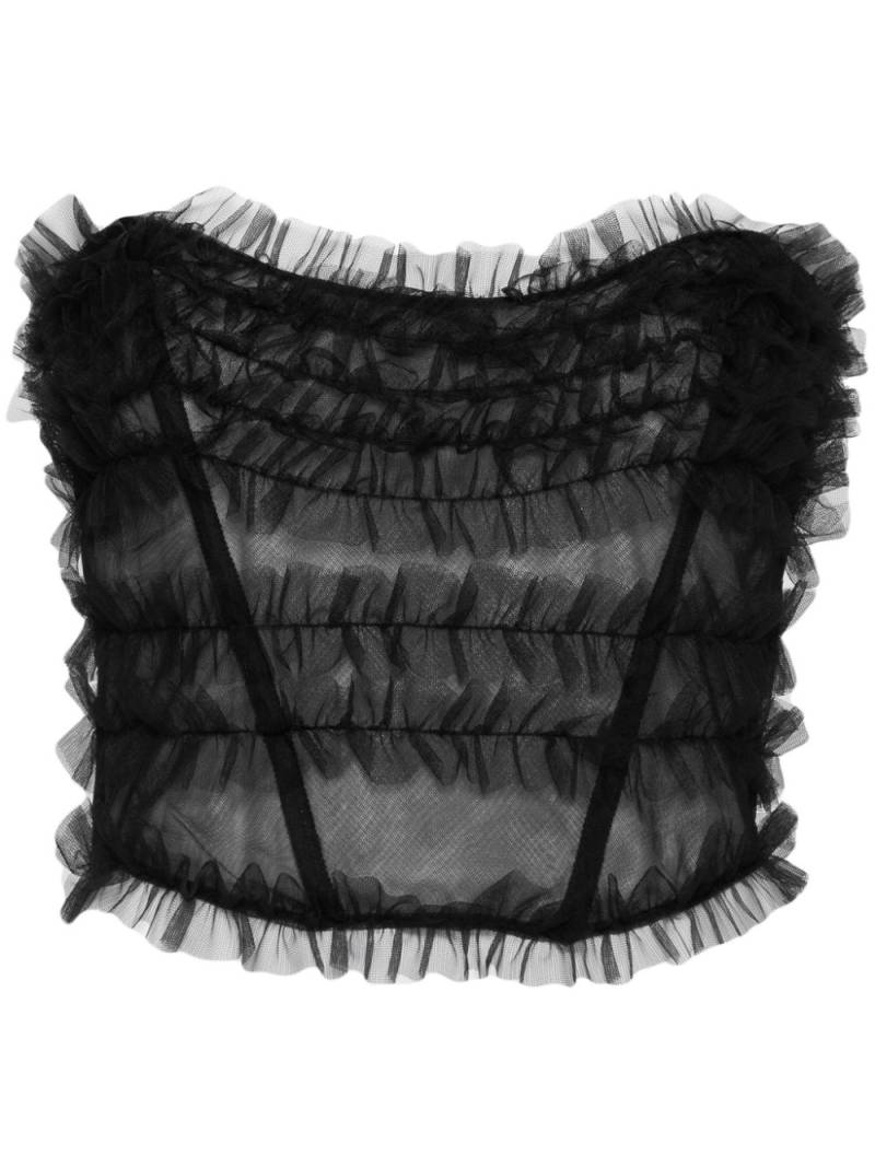 Alessandra Rich ruched tulle bustier - Black von Alessandra Rich