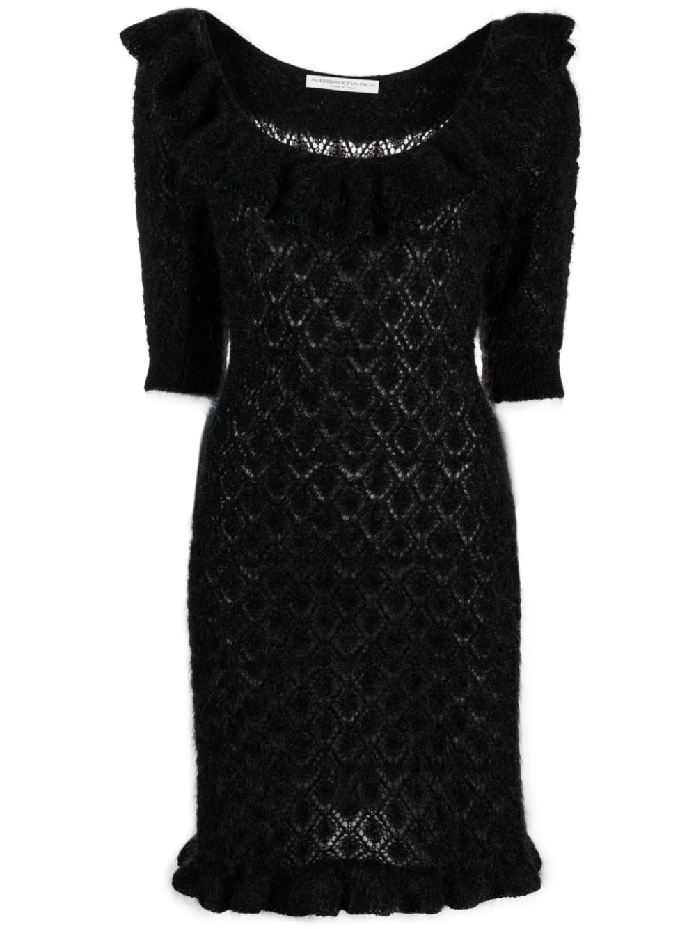 Alessandra Rich ruffle-trim pointelle-knit dress - Black von Alessandra Rich