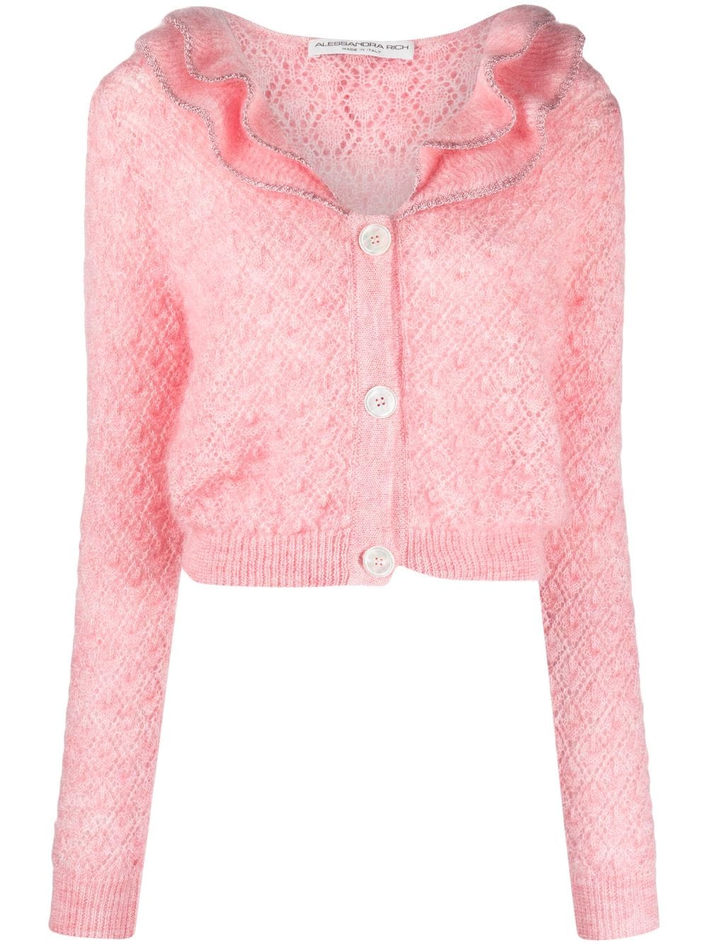 Alessandra Rich ruffle-trim mohair-blend cardigan - Pink von Alessandra Rich