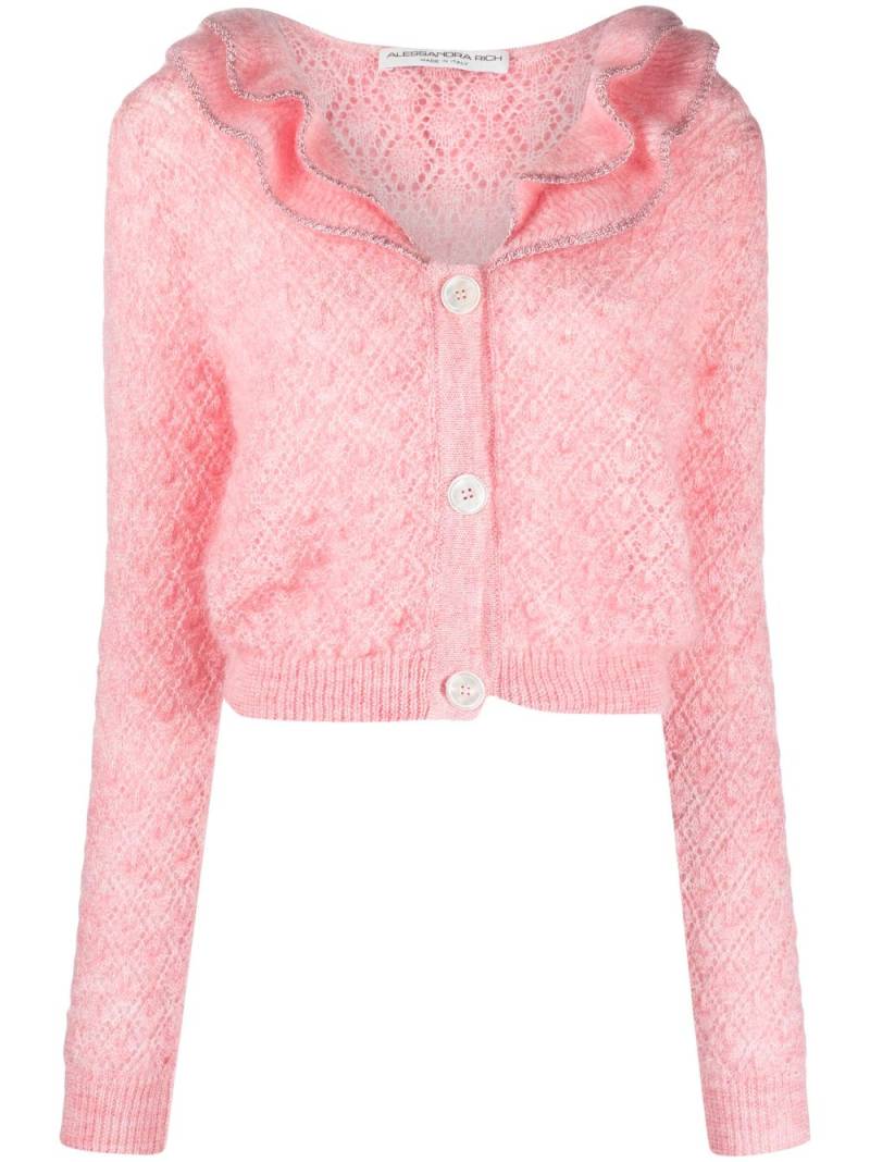 Alessandra Rich ruffle-trim mohair-blend cardigan - Pink von Alessandra Rich