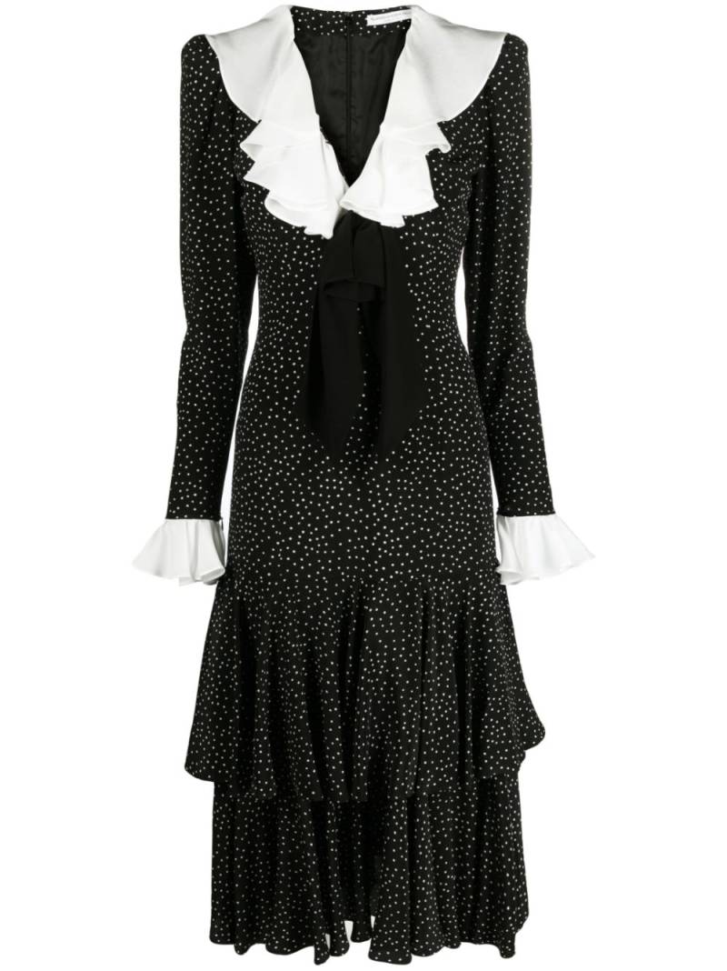 Alessandra Rich ruffled polka-dot silk midi dress - Black von Alessandra Rich