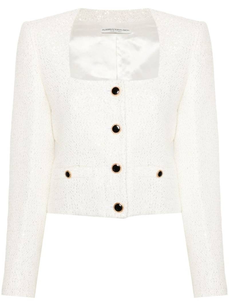 Alessandra Rich sequin-design tweed jacket - White von Alessandra Rich