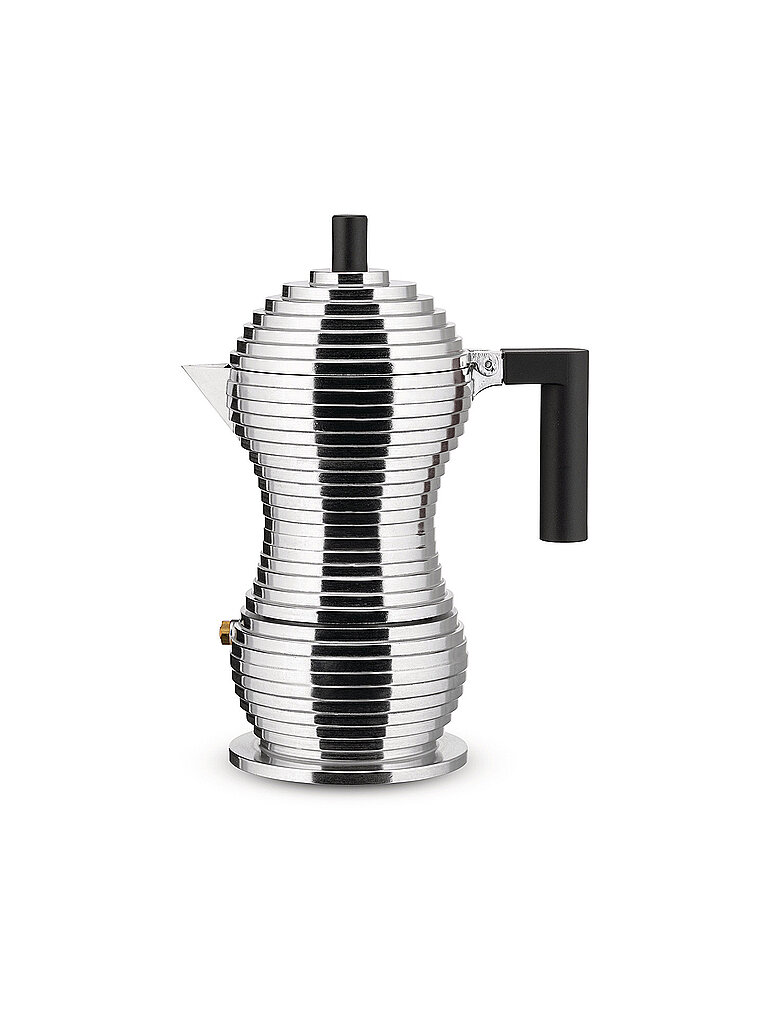 ALESSI Espressomaschine PULCINA 3 Tassen Aluminium / Schwarz silber von Alessi