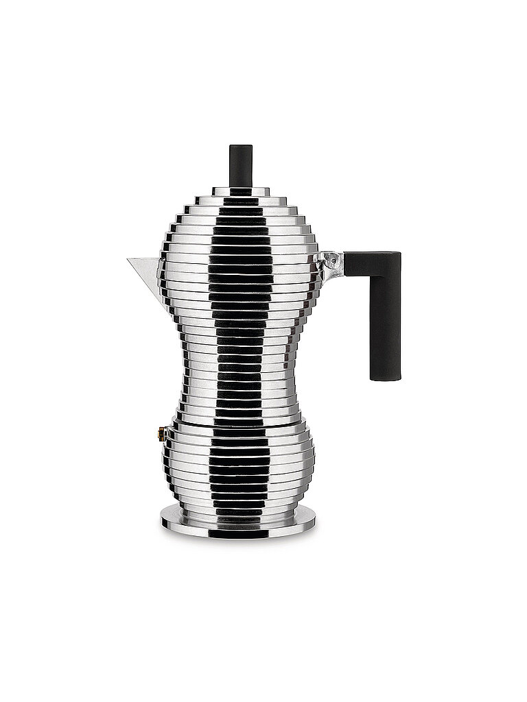 ALESSI Espressomaschine PULCINA 6 Tassen Aluminium / Schwarz silber von Alessi