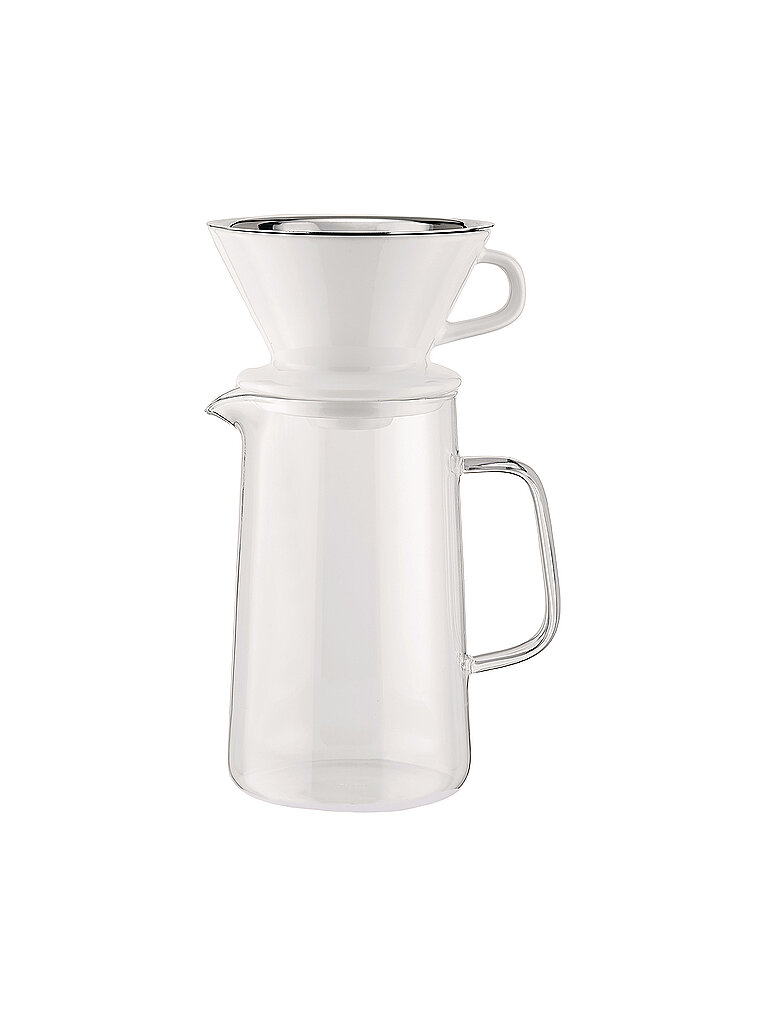 ALESSI Kaffee Set 3-tlg SLOW COFFEE Glas/Weiss/Edelstahl von Alessi