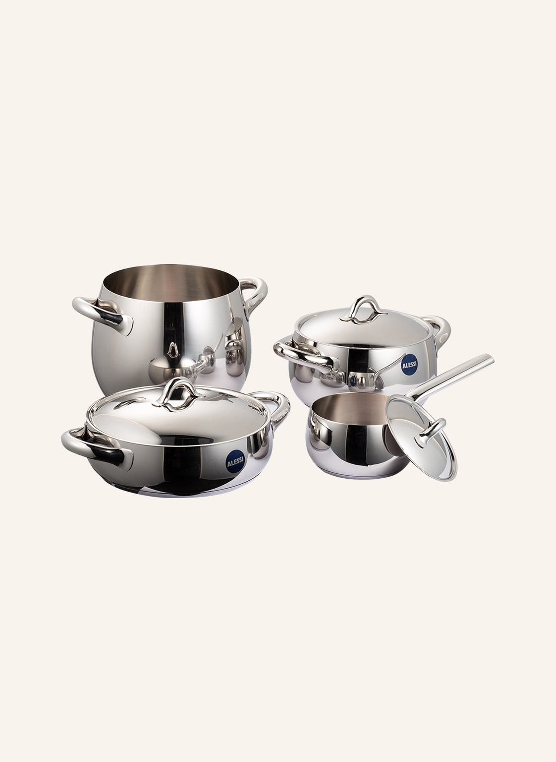 Alessi 7-Tlg. Topfset Mami silber Alessi 7-Tlg. Topfset Mami silber von Alessi