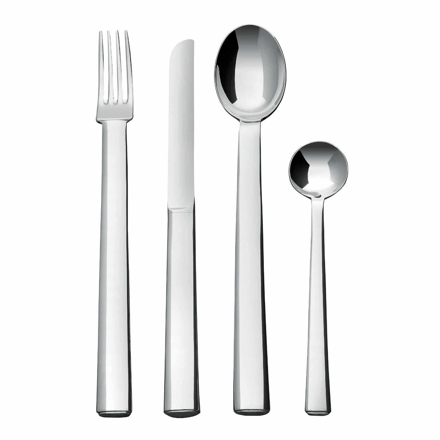 Rundes Modell 24-teiliges Besteckset von Alessi