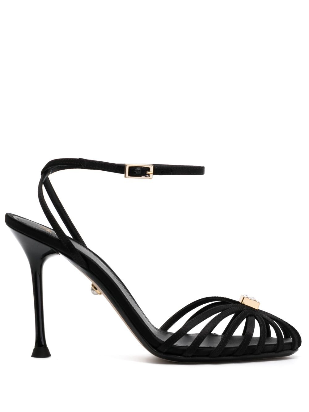 Alevì 110mm caged satin sandals - Black von Alevì