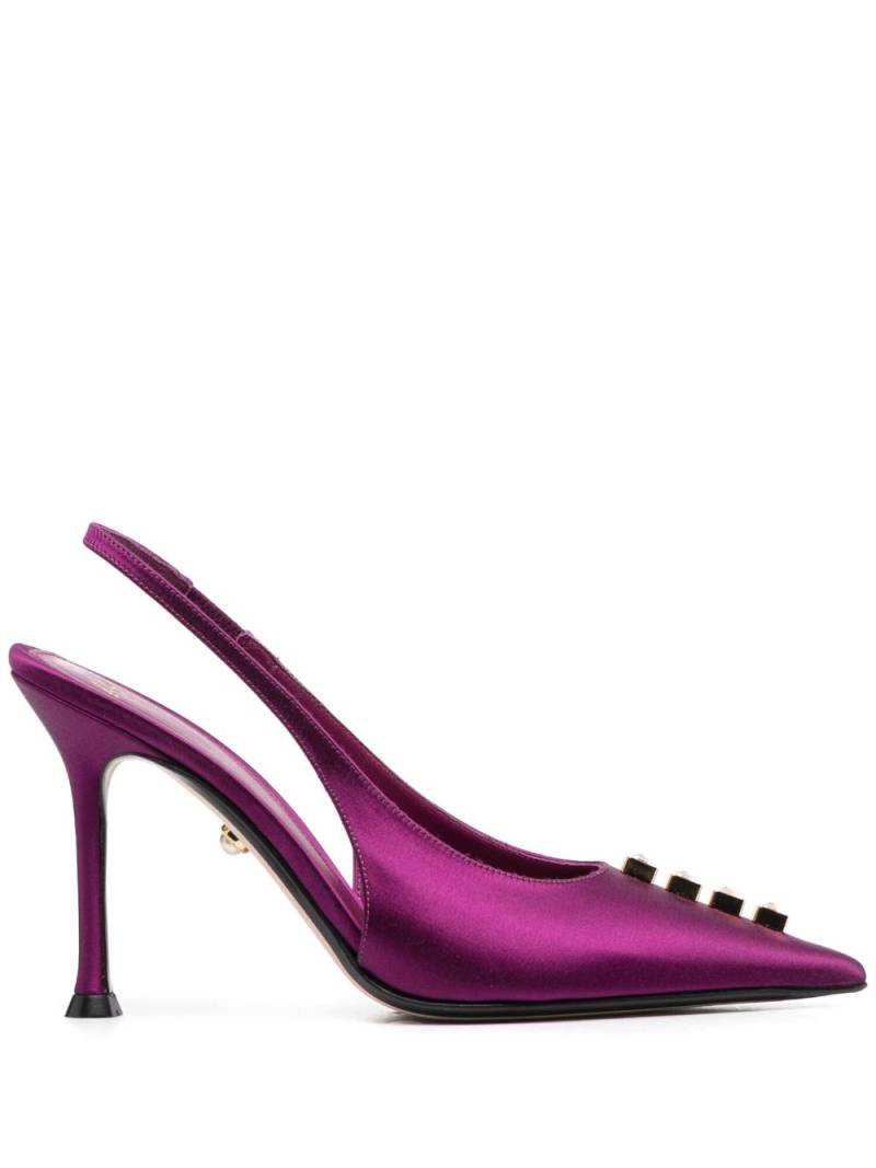 Alevì 105mm crystal-embellished satin pumps - Purple von Alevì