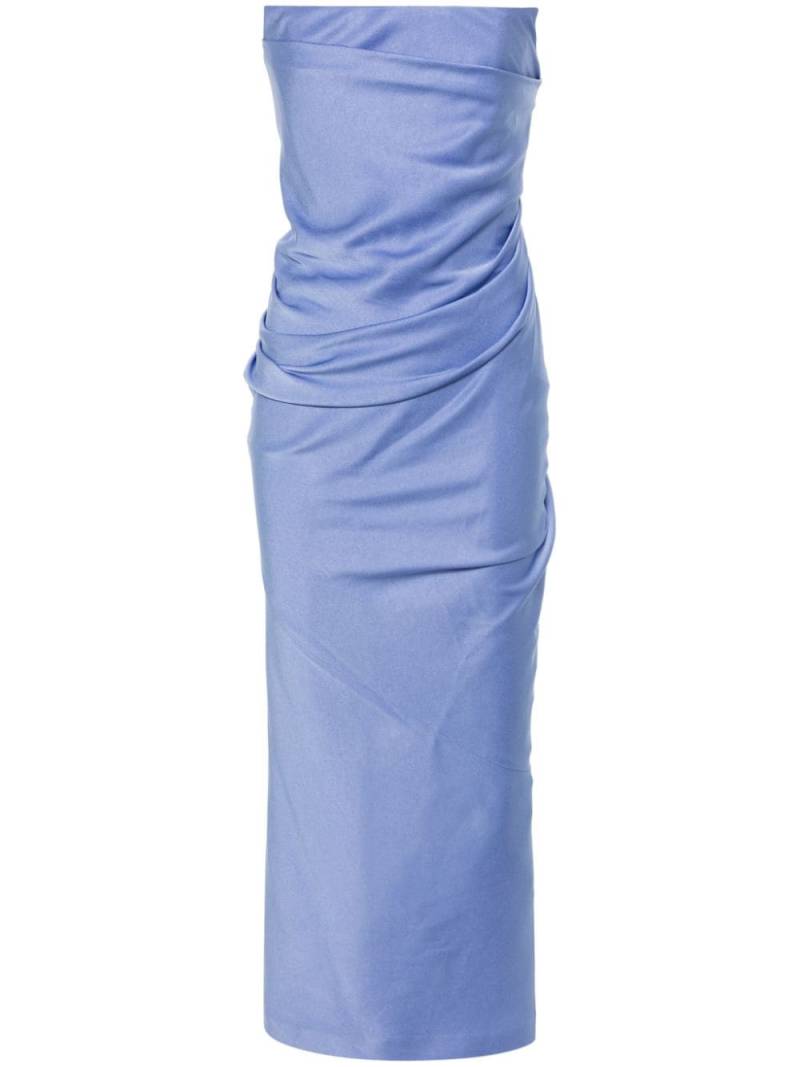 Alex Perry strapless satin draped dress - Blue von Alex Perry