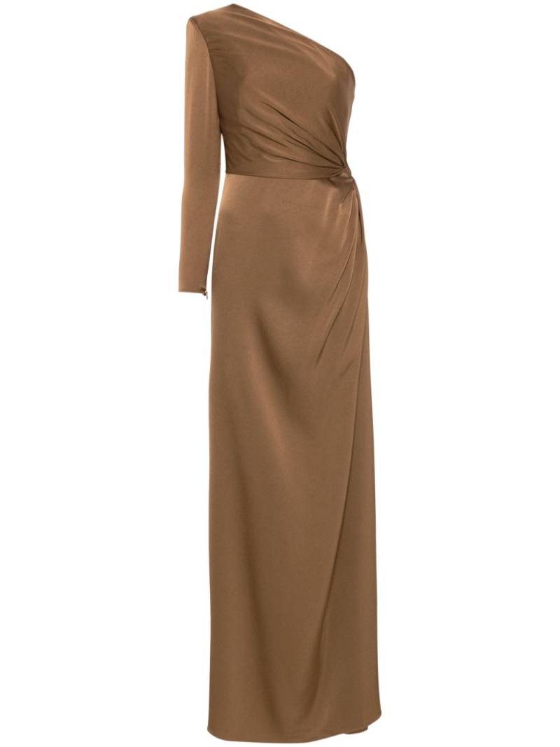 Alex Perry twist-detail satin gown - Brown von Alex Perry