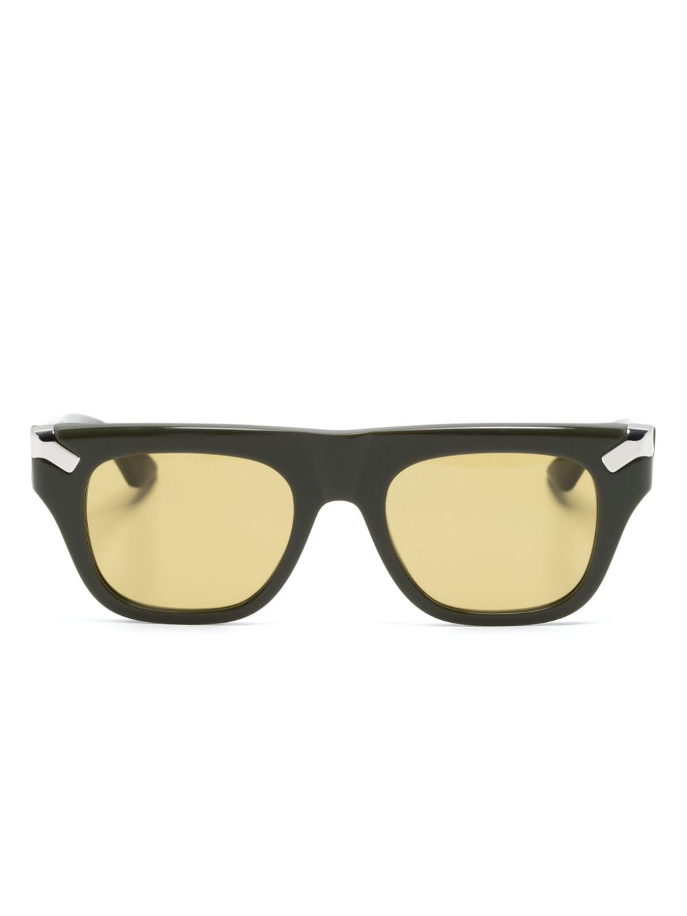 Alexander McQueen Eyewear logo-engraved square-frame sunglasses - Green von Alexander McQueen Eyewear