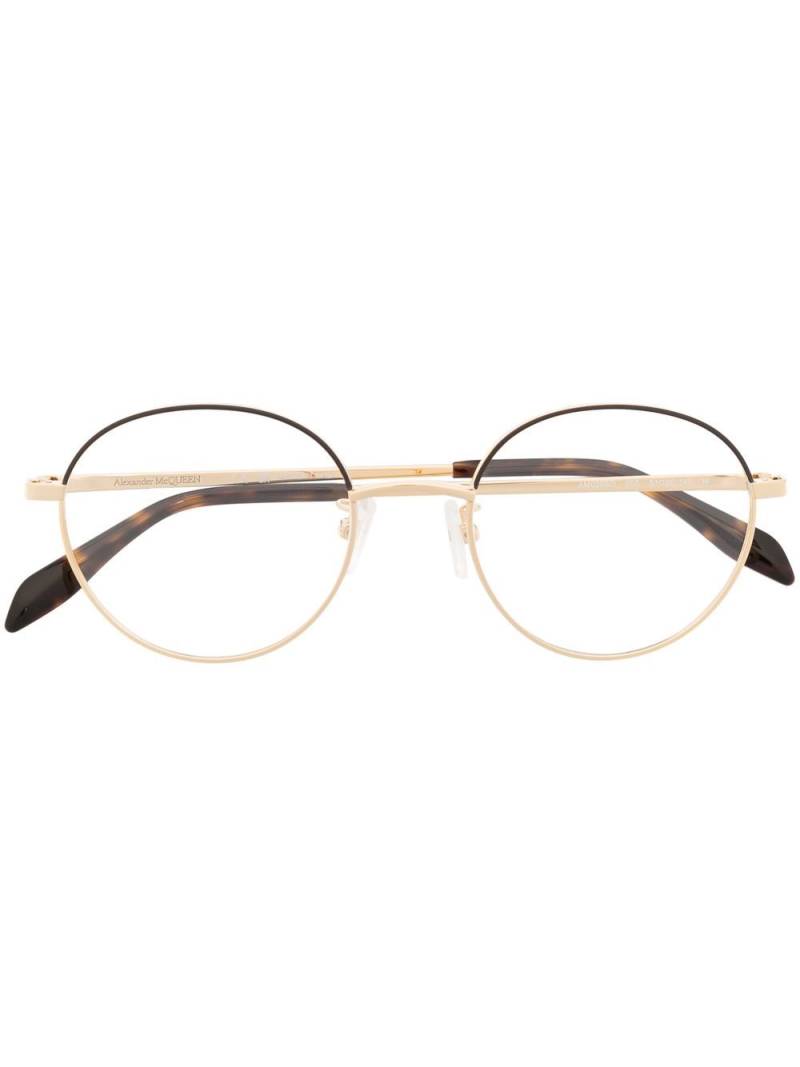 Alexander McQueen Eyewear round-frame glasses - Gold von Alexander McQueen Eyewear