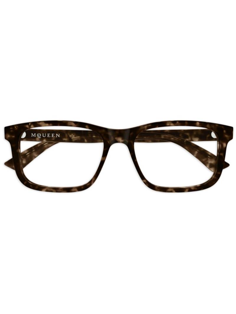 Alexander McQueen Eyewear square-frame glasses - Brown von Alexander McQueen Eyewear