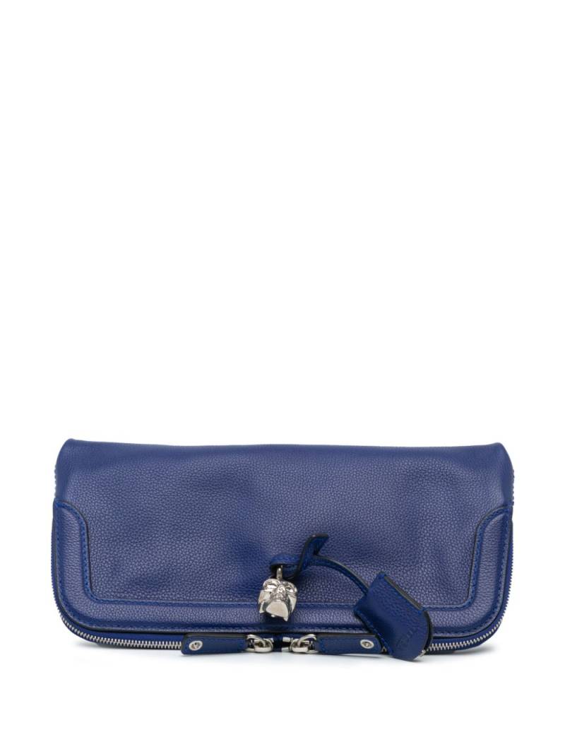 Alexander McQueen Pre-Owned 2010-2023 Calfskin Skull Padlock Foldover clutch bag - Blue von Alexander McQueen Pre-Owned