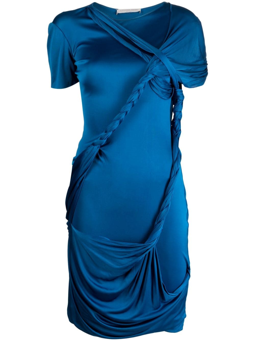 Alexander McQueen Pre-Owned 2010s braid-detail draped satin minidress - Blue von Alexander McQueen Pre-Owned