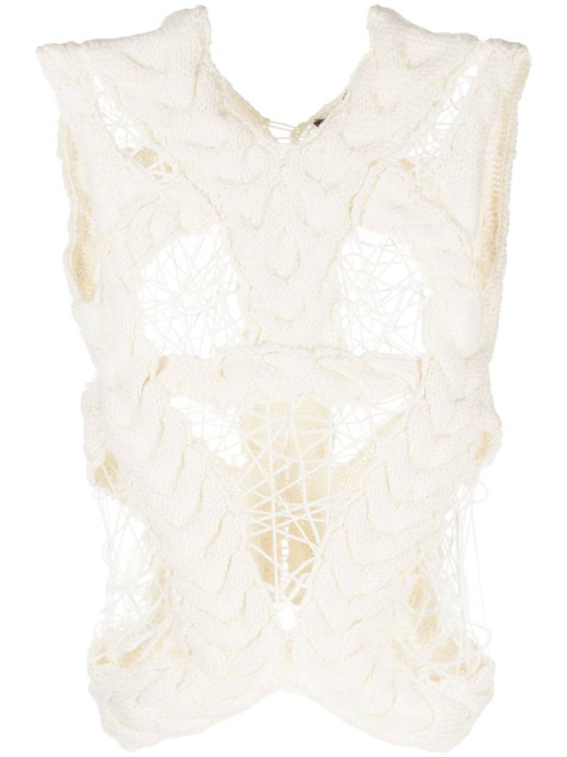 Alexander McQueen Pre-Owned 2010s face crochet panelled blouse - Neutrals von Alexander McQueen Pre-Owned