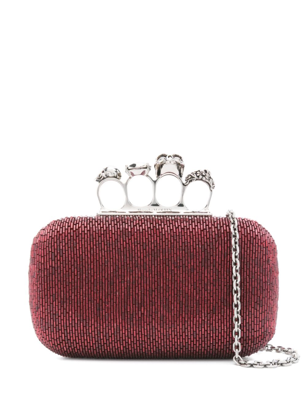 Alexander McQueen Pre-Owned Four Ring Beaded clutch bag - Red von Alexander McQueen Pre-Owned