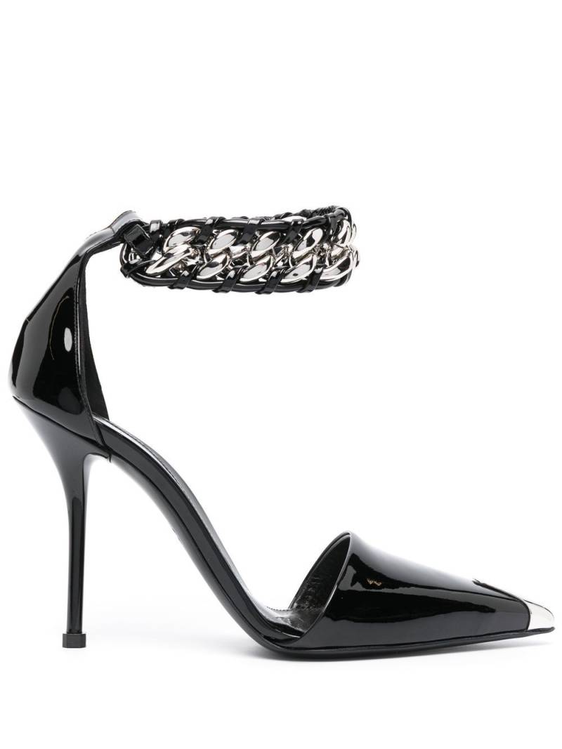 Alexander McQueen 105mm chain-trim leather pumps - Black von Alexander McQueen