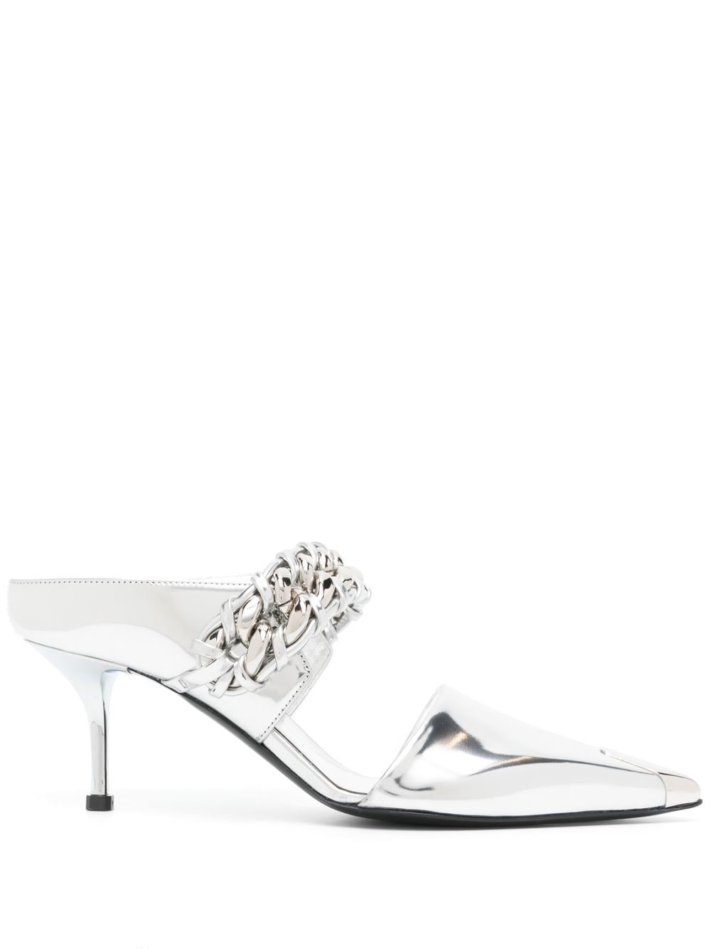 Alexander McQueen 70mm leather chain-link mules - Silver von Alexander McQueen