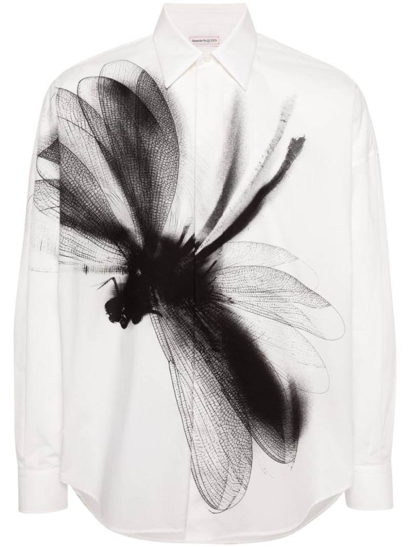 Alexander McQueen Dragonfly-print cotton shirt - White von Alexander McQueen