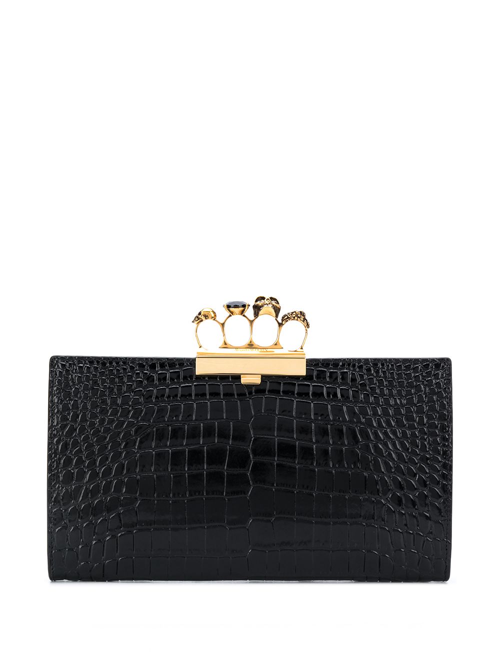 Alexander McQueen Four Ring embossed clutch bag - Black von Alexander McQueen