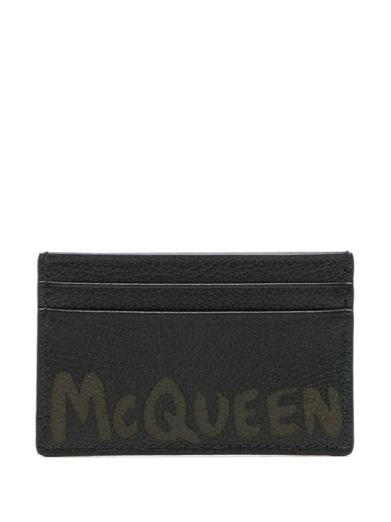 Alexander McQueen Graffiti pebbled-leather cardholder - Black von Alexander McQueen