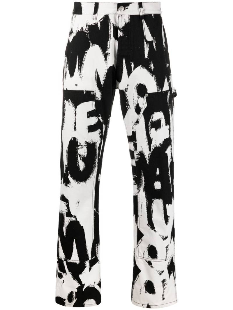 Alexander McQueen Graffiti-print straight-leg jeans - White von Alexander McQueen