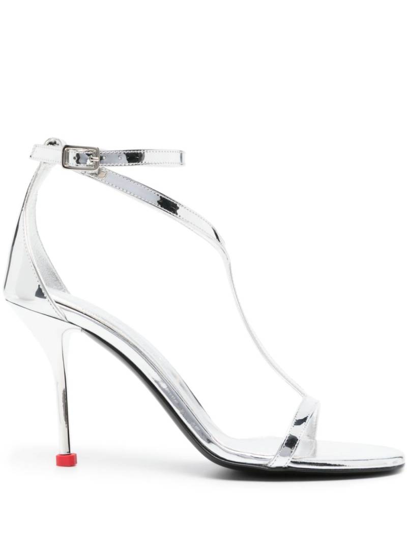 Alexander McQueen Harness 90mm mirrored sandals - Silver von Alexander McQueen