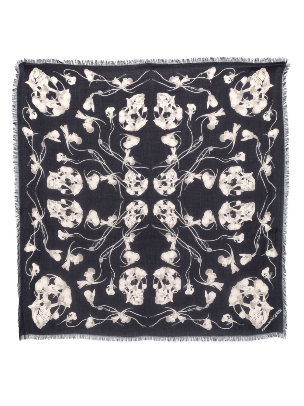 Alexander McQueen Ironed Flower-print scarf - Black von Alexander McQueen