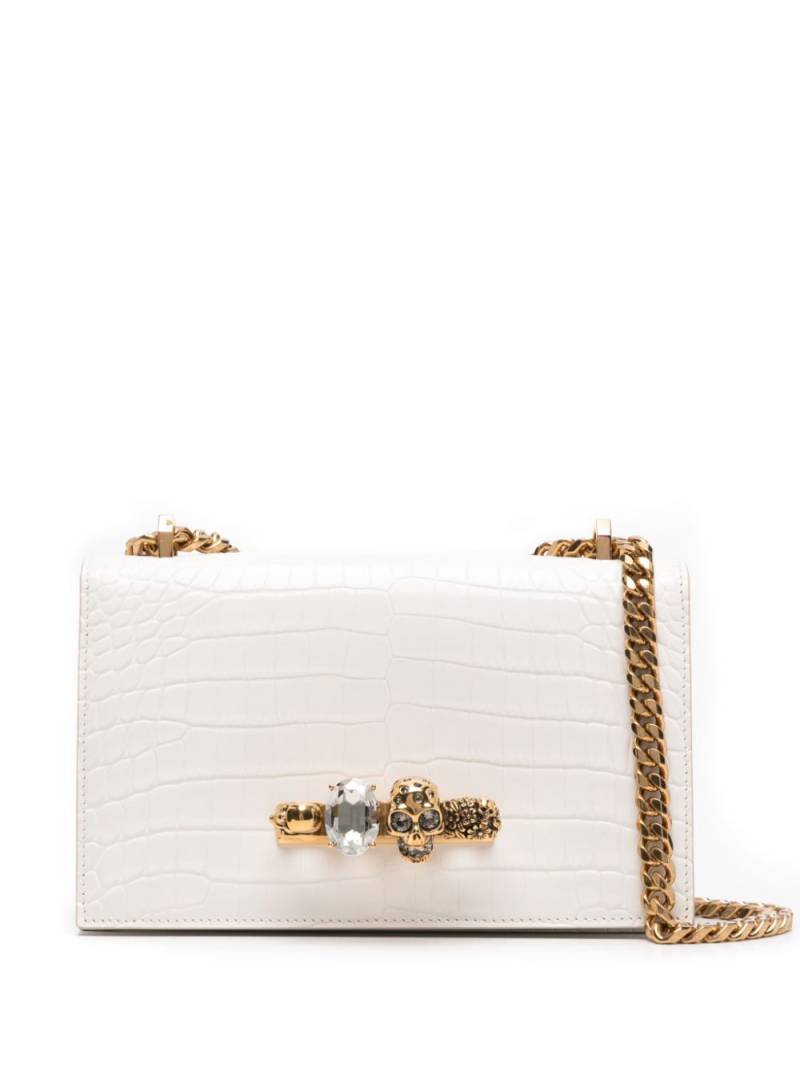 Alexander McQueen Jewelled embossed shoulder bag - White von Alexander McQueen