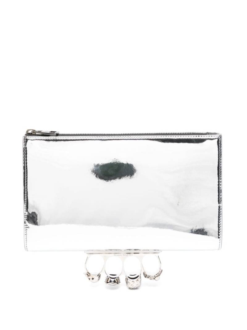 Alexander McQueen Knuckle leather clutch - Silver von Alexander McQueen