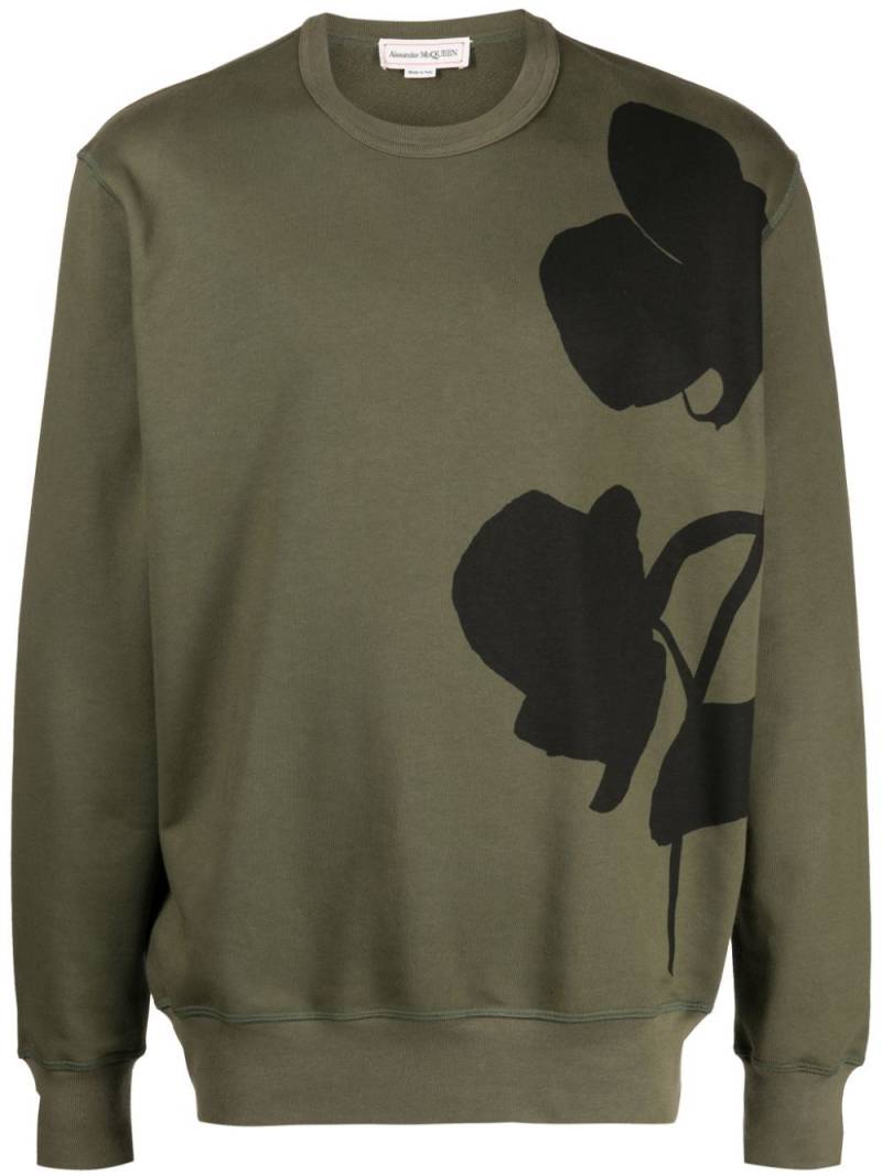 Alexander McQueen Orchid-print cotton sweatshirt - Green von Alexander McQueen