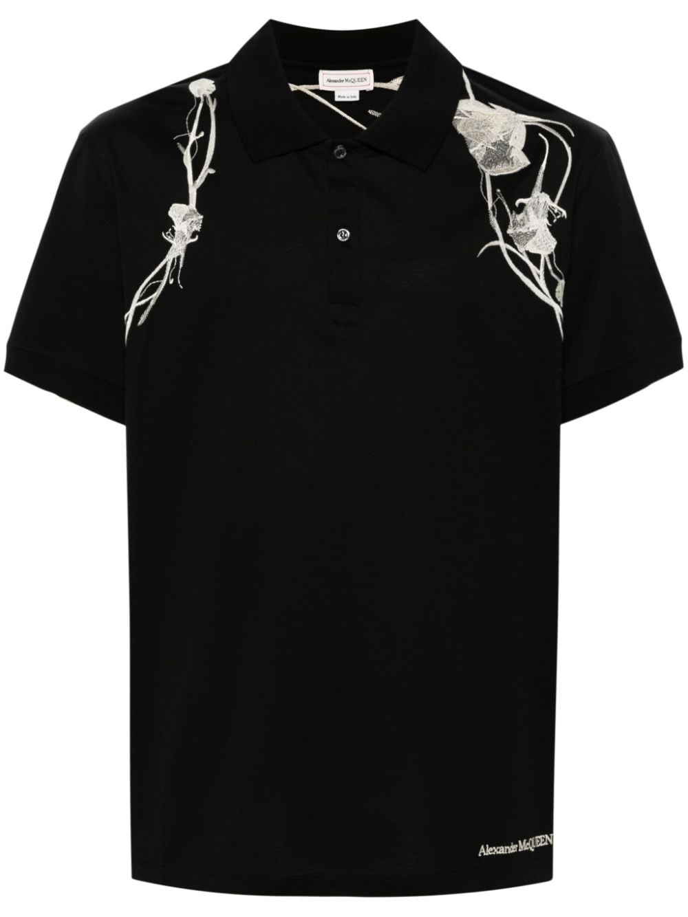 Alexander McQueen Pressed Flower-Harness polo shirt - Black von Alexander McQueen