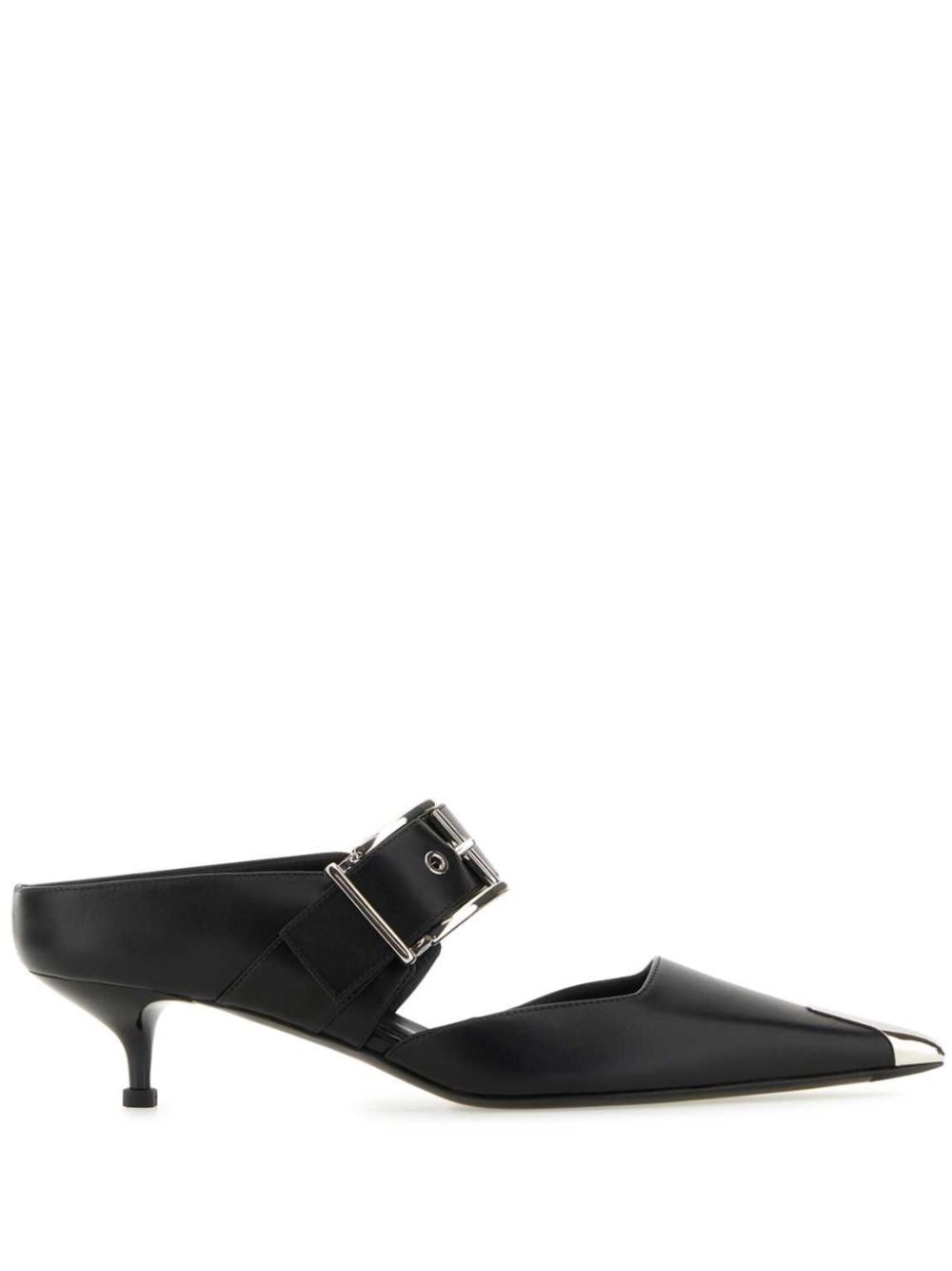 Alexander McQueen Punk Buckle 40mm leather mules - Black von Alexander McQueen