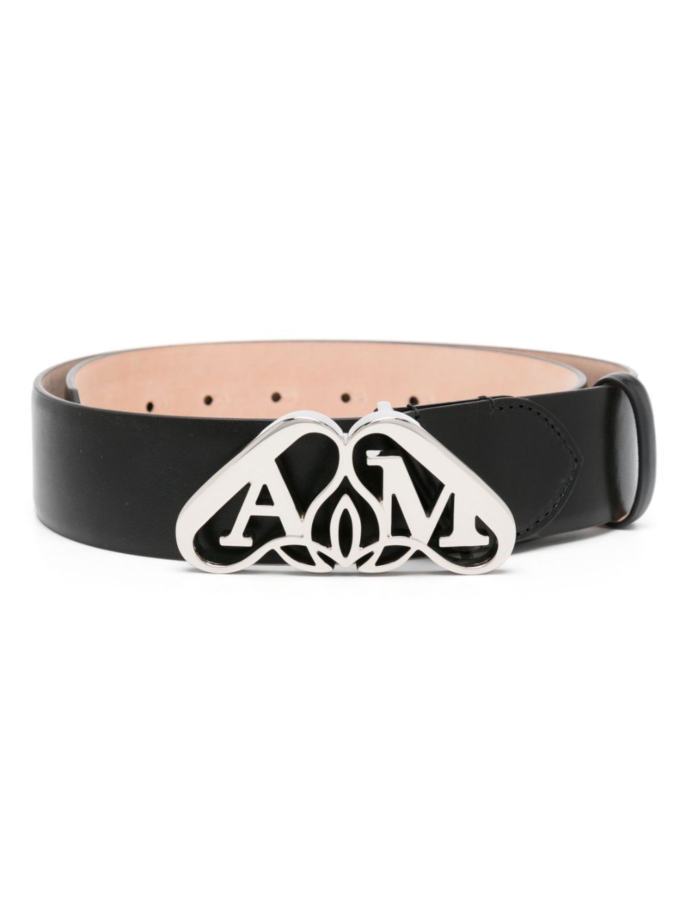 Alexander McQueen Seal-buckle leather belt - Black von Alexander McQueen