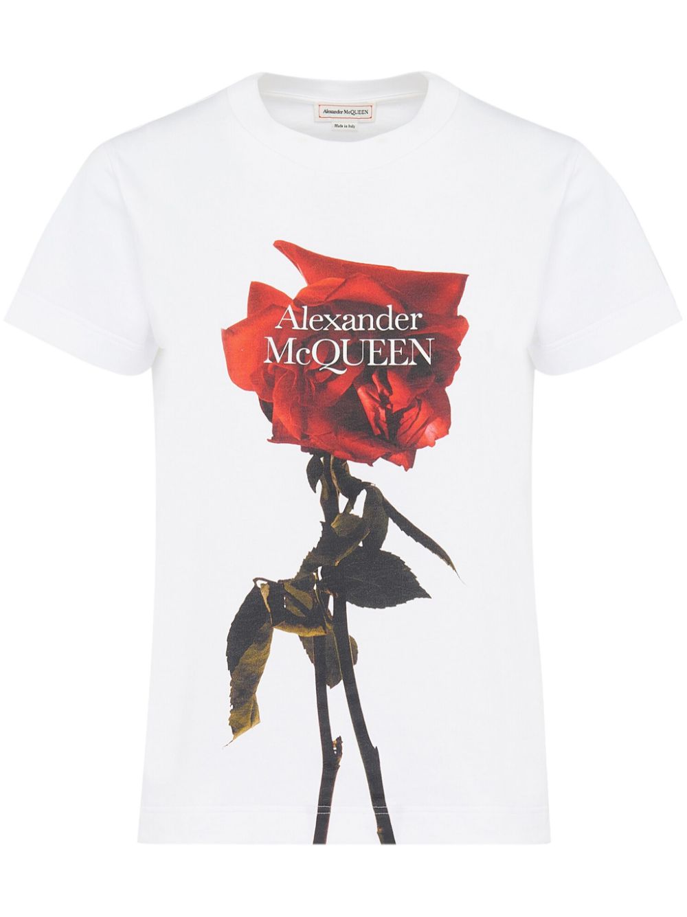 Alexander McQueen Shadow Rose graphic-print cotton T-shirt - White von Alexander McQueen