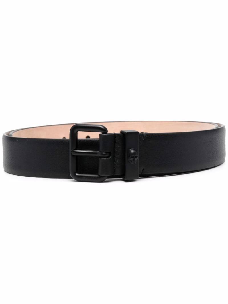 Alexander McQueen Skull leather buckle belt - Black von Alexander McQueen