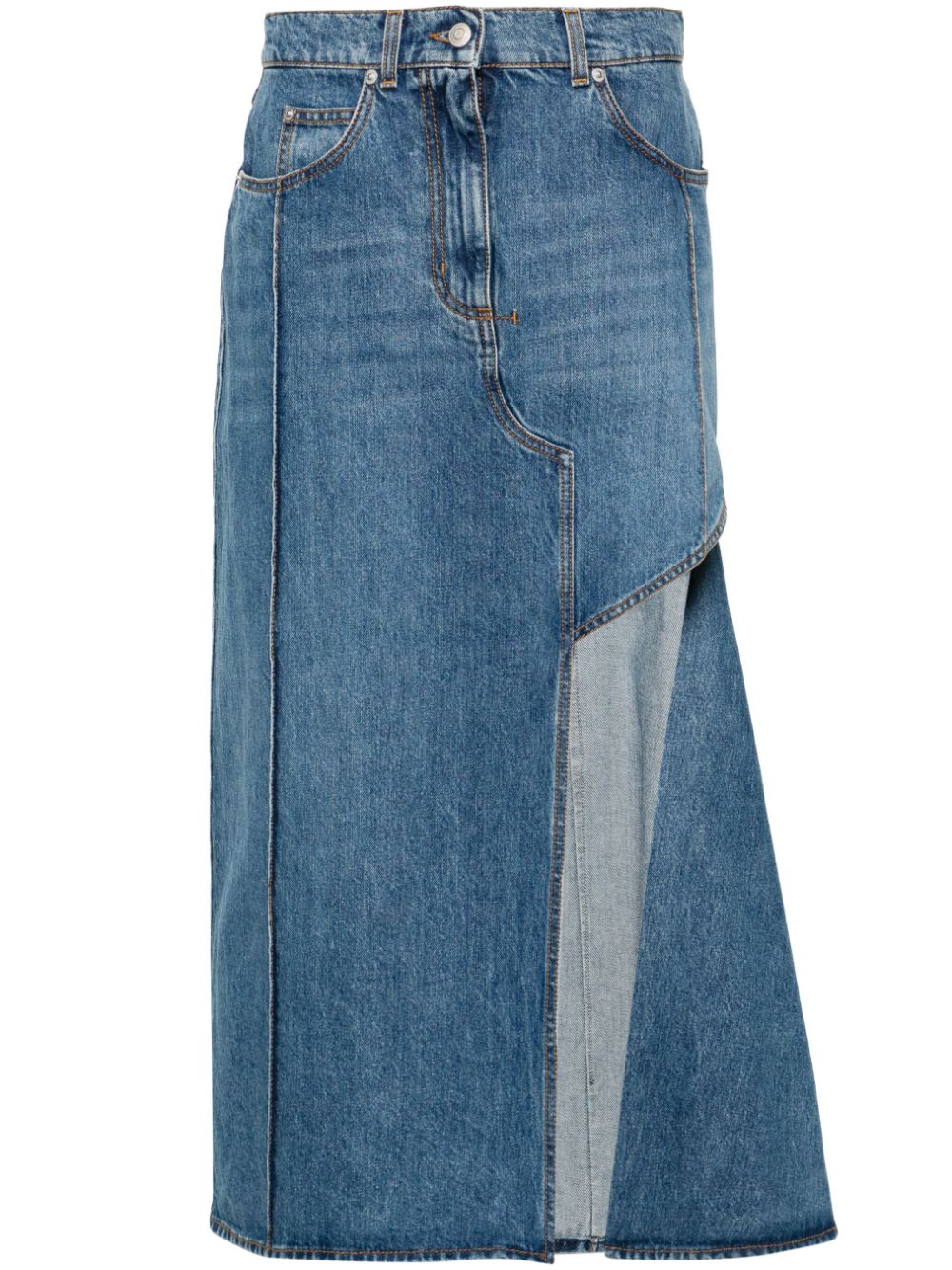 Alexander McQueen Slashed denim midi skirt - Blue von Alexander McQueen