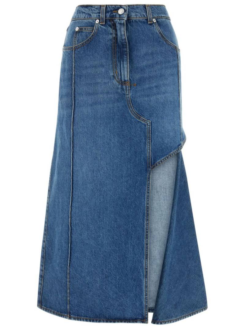 Alexander McQueen Slashed denim midi skirt - Blue von Alexander McQueen