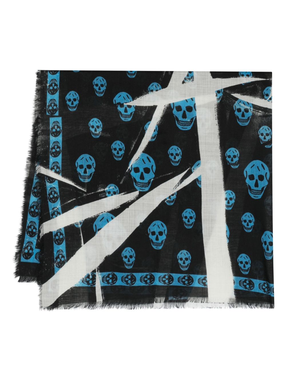 Alexander McQueen Slashed skull-print wool scarf - Black von Alexander McQueen