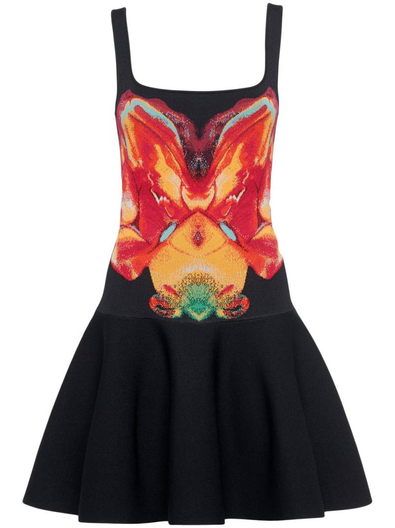 Alexander McQueen Solarised Orchid jacquard knit minidress - Black von Alexander McQueen