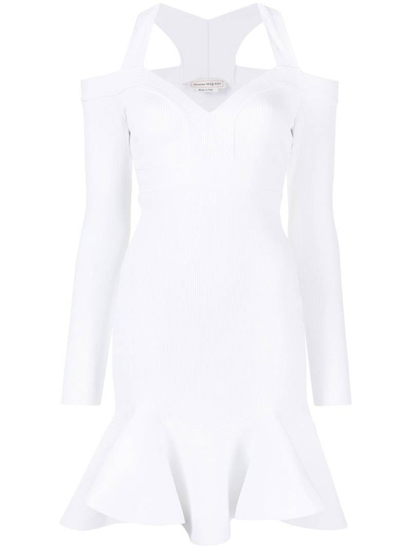 Alexander McQueen V-neck knitted mini dress - White von Alexander McQueen