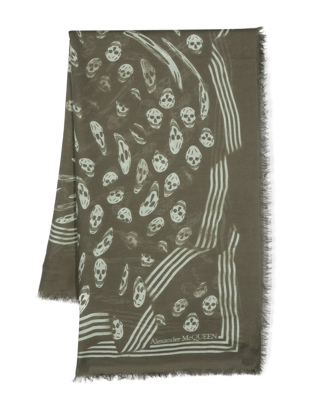 Alexander McQueen Vortex skull-print scarf - Green von Alexander McQueen