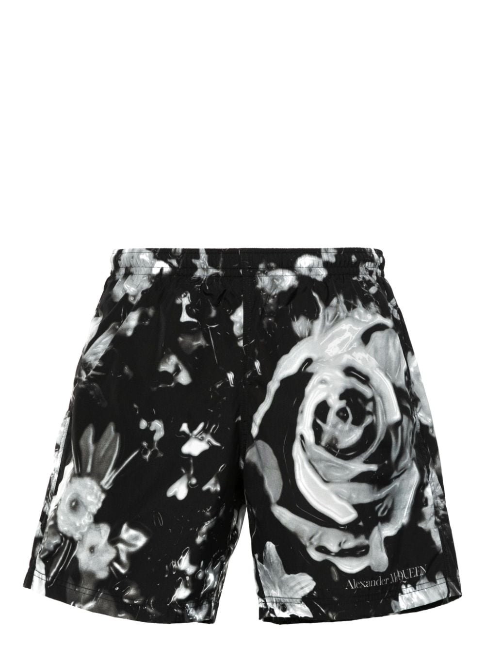 Alexander McQueen Wax Flower swim shorts - Black von Alexander McQueen